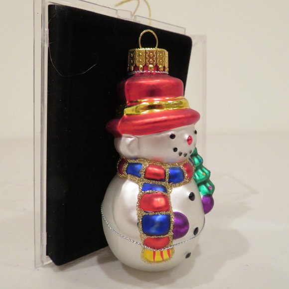 Christmas Glass Ornament Snowman Handcrafted by Unique Treasure Box Keepsake - Picture 3 of 6